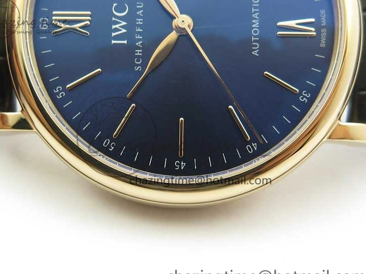 MIROTIME 0319 MoistureWicking Portofino Automatic RG IW356522 FKF 1:1 Best Edition Blue Dial on Black Croco Strap A 7109